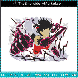 Luffy Gear Four Embroidery Designs File, One Piece Machine Embroidery Designs, Embroidery PES DST JEF Files Instant Download