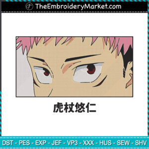 Yuji Itadori Eyes Poster Embroidery Designs File, Anime Jujutsu Kaisen Machine Embroidery Designs, Embroidery PES DST JEF Files Instant Download