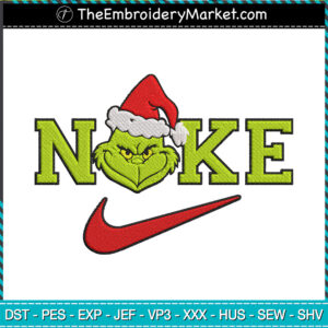 Nike Grinch Head Christmas Embroidery Designs File, Nike Machine ...