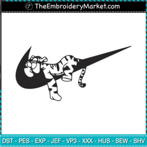 Nike x Tigger Embroidery Designs File, Nike Machine Embroidery Designs, Embroidery PES DST JEF Files Instant Download