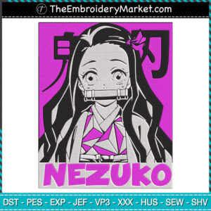 Nezuko Kamado Embroidery Designs File, Demon Slayer: Kimetsu no Yaiba Machine Embroidery Designs, Embroidery PES DST JEF Files Instant Download