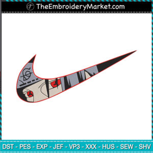 Nike x Uchiha Sasuke Naruto Embroidery Designs File, Nike Machine Embroidery Designs, Embroidery PES DST JEF Files Instant Download