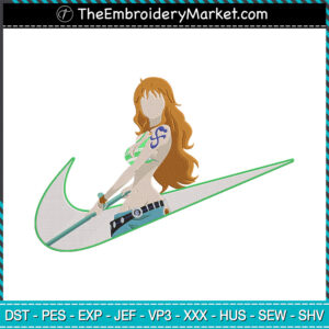 Nike x Nami One Piece Embroidery Designs File, Nike Machine Embroidery Designs, Embroidery PES DST JEF Files Instant Download