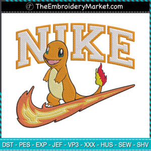 Nike	Charmander Embroidery Designs File, Nike Machine Embroidery Designs, Embroidery PES DST JEF Files Instant Download