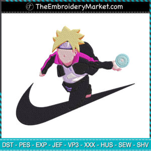 Nike x Boruto Embroidery Designs File, Nike Machine Embroidery Designs, Embroidery PES DST JEF Files Instant Download