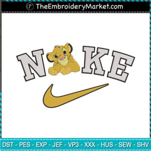 Simba Kid x Nike Embroidery Designs File, Lion King Nike Machine Embroidery Designs, Embroidery PES DST JEF Files Instant Download