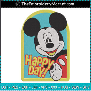 Mickey Happy Day Logo Embroidery Designs File, Disney Mickey Machine Embroidery Designs, Embroidery PES DST JEF Files Instant Download