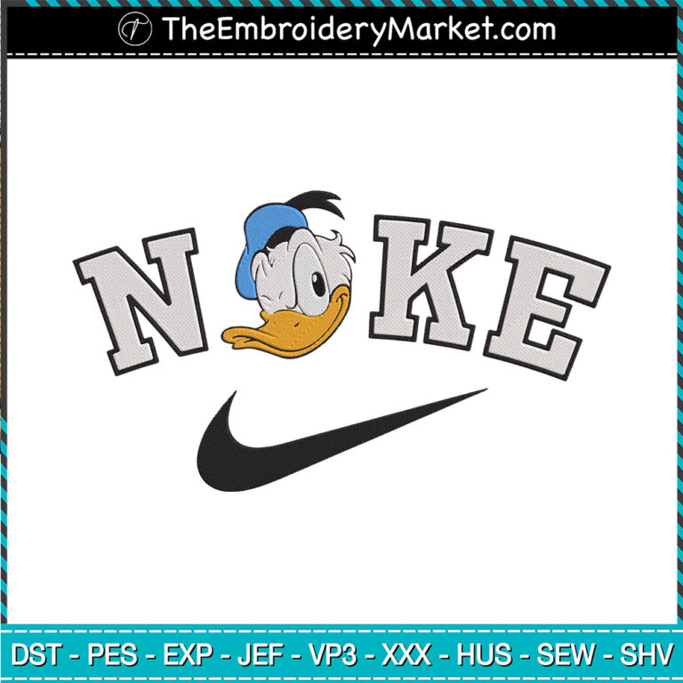 Nike x Donald Duck Head Embroidery Designs File, Nike Machine ...