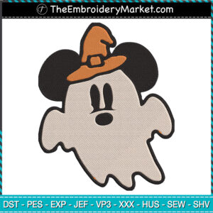Cute Mickey Ghost Witch Hat Embroidery Designs File, Disney Mickey Machine Embroidery Designs, Embroidery PES DST JEF Files Instant Download