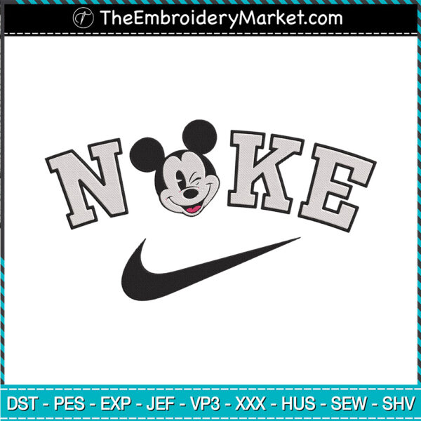 Nike x Mickey Mouse Embroidery Designs File, Nike Machine Embroidery ...