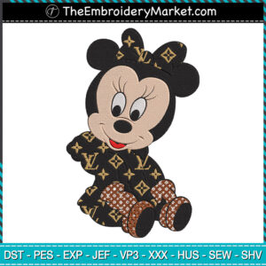 Baby Minnie Mouse Louis Vuitton Embroidery Designs File, Disney Minnie Mouse Machine Embroidery Designs, Embroidery PES DST JEF Files Instant Download