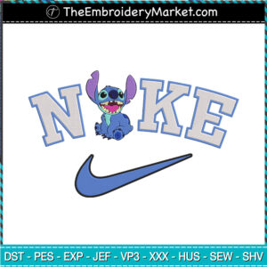 Stitch x Nike Embroidery Designs File, Disney Nike Machine Embroidery Designs, Embroidery PES DST JEF Files Instant Download