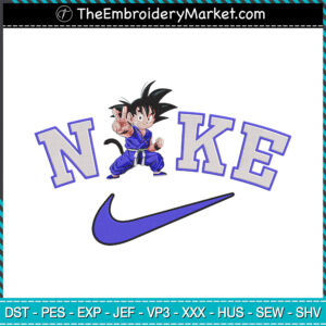 Hi Goku Kid x Nike Embroidery Designs File, Nike Machine Embroidery Designs, Embroidery PES DST JEF Files Instant Download