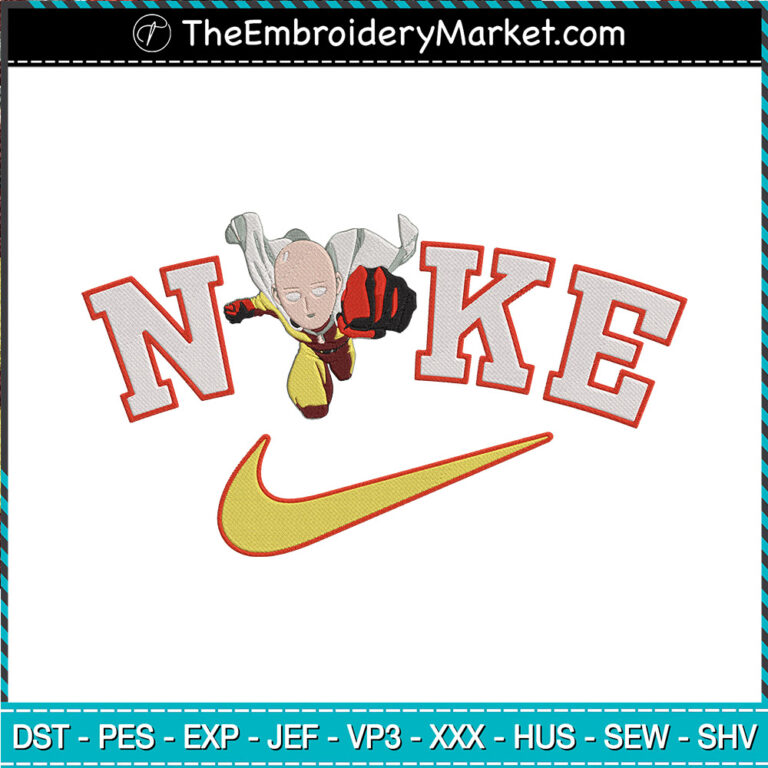 Saitama x Nike Embroidery Designs File, Nike One Punch Man Machine ...
