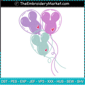Mickey Head Balloon Embroidery Designs File, Disney Mickey Machine Embroidery Designs, Embroidery PES DST JEF Files Instant Download