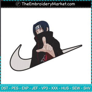 Hey You Itachi Akatsuki x Nike Embroidery Designs File, Nike Machine Embroidery Designs, Embroidery PES DST JEF Files Instant Download