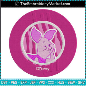 Circle Logo Disney Piglet Embroidery Designs File, Winnie The Pooh Machine Embroidery Designs, Embroidery PES DST JEF Files Instant Download