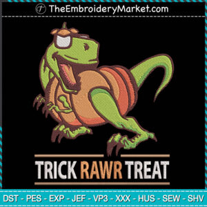 Trick Rawr Treat Dinosaurs Pumpkin Embroidery Designs File, Halloween Machine Embroidery Designs, Embroidery PES DST JEF Files Instant Download