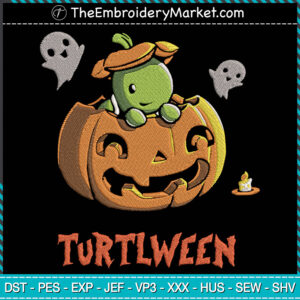 Turtlween Pumpkin Embroidery Designs File, Halloween Machine Embroidery Designs, Embroidery PES DST JEF Files Instant Download